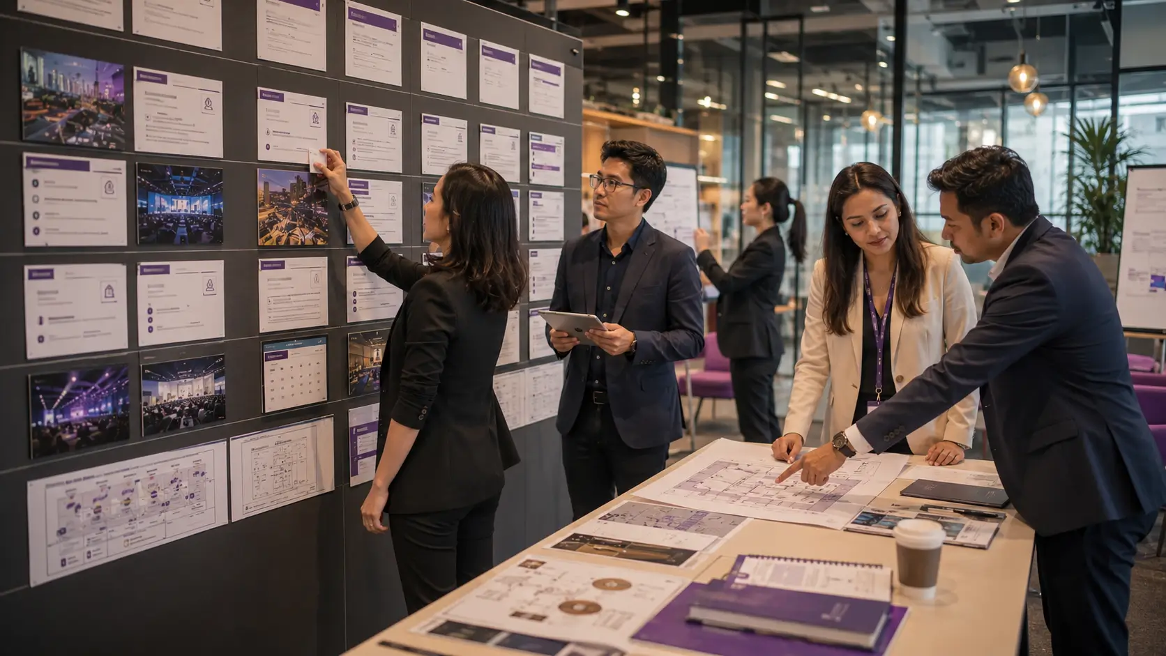 Corporate procurement team preparing a conference RFP template for event suppliers